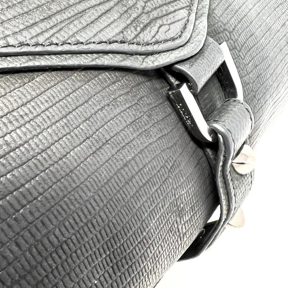 BOTKIER‎ Soft Black Leather TRIGGER Stud Satchel Shoulder Bag Textured Hobo